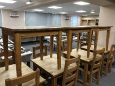 Three square oak pub tables