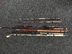 A collection of fishing rods