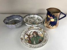Two Royal Doulton cabinet plates together with a Minton dish,