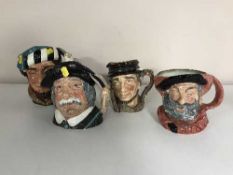 Four Royal Doulton Character jugs - Jonnie Appleseed, The Falconer,