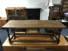 An oak low coffee table