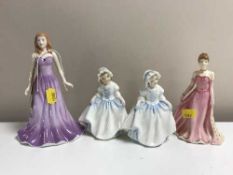 Four Royal Doulton china lady figures