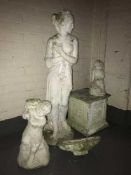 A garden statue on a maiden,