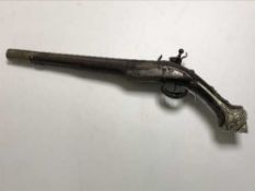 An early 19th century flintlock holster pistol,