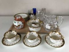 A tray of Japanese ginger jar, crystal jug, tea china,
