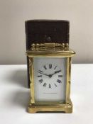 A Mappin & Webb carriage clock in travel case