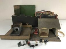 A box of metal farm yard animals,
