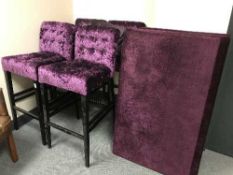 Six purple bar stools,