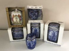 A tray of Ringtons china, tea caddies,