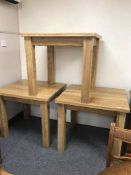 Three heavy oak square oak pub tables