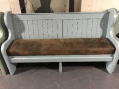 A painted pine settle - blue