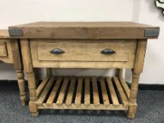 A reclaimed pine butcher's block fitted a drawer