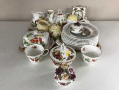A tray of Ringtons Virginia strawberry tea china, Royal Albert china,