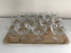 A tray of crystal sundae and cocktail glasses