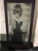 A glazed interior door with decorative inset glass panel