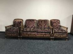 A three piece bergere lounge suite