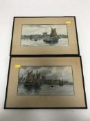 Two 20th century school watercolours depicting boats signed J Russell