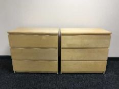 A pair of Ikea three drawer chests