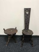 A carved oak spinning chair