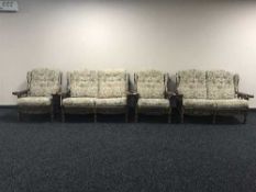 A four piece oak framed lounge suite