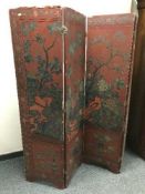 An early twentieth century Chinese lacquered four fold screen