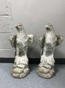 A pair of garden figures - eagles