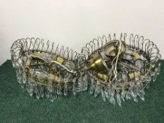 Two mid 20th century light fittings with drops