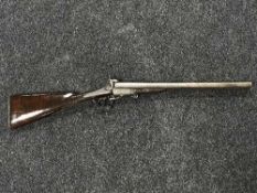 A 19th century percussion cap double-barrelled sporting gun, with 51cm breach-loading barrels,