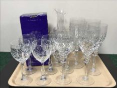 A tray of crystal decanters