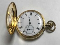 A 18ct gold half hunter pocket watch no.