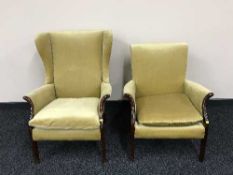 Two dralon covered armchairs