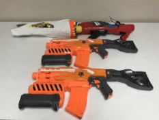 A box of toys, toy pistols,