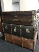 Three vintage trunks