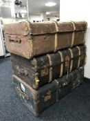 Three vintage trunks