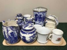 Four trays of blue and white Ringtons, Maling ware,