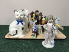 A tray of china figures, Leonardo balloon lady,