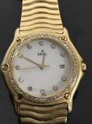 An 18ct gold Gentleman's Ebel wristwatch with diamond bezel and dial, 104.6g.