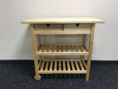 A beech kitchen trolley