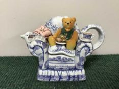 A Ringtons Ltd Edition Tea Time Teapot and a Cardue Sewing Machine Teapot