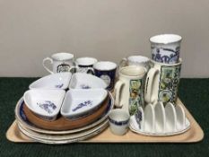 A tray of Ringtons ware, toast rack, mugs, cups,