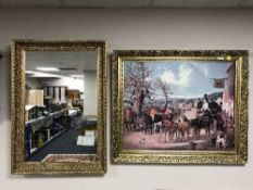 A gilt framed mirror and gilt framed picture
