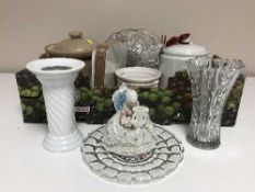 Two boxes of ornaments, glass,