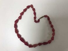 A Vintage strawberry Jade necklace