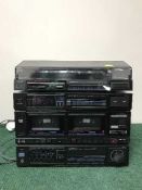 A Pioneer stereo system with speakers