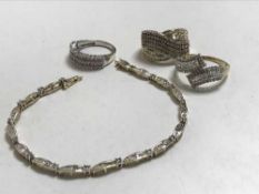 A 10ct gold diamond bracelet, set with approximately 1ct of diamonds,