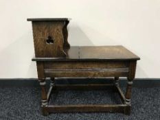 An oak telephone seat