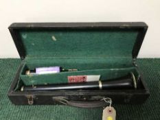 A wooden clarinet in box
