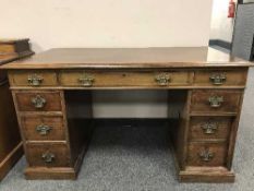 A Georgian style mahogany pedestal desk,