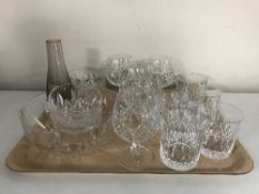 A tray of set of six lead crystal whiskey tumblers,