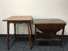 A late Victorian occasional table and a trolley
